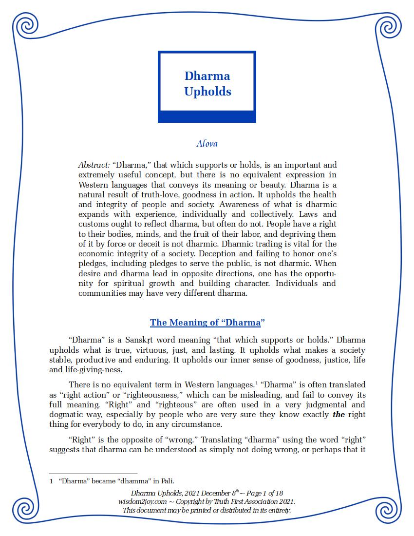 Read paper - Dharma Upholds