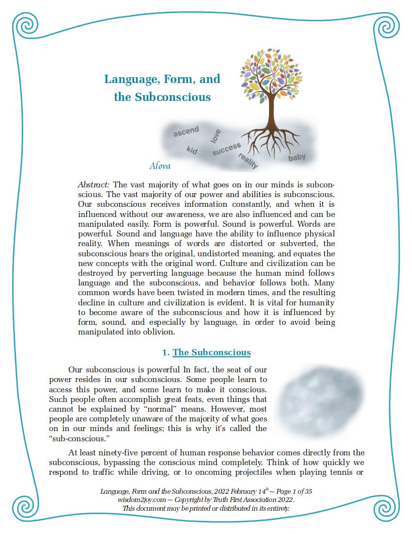 Read paper - Language, Form, and the Subconscious