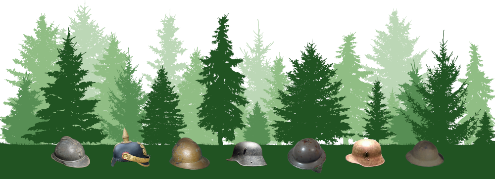 helmets on ground in forest