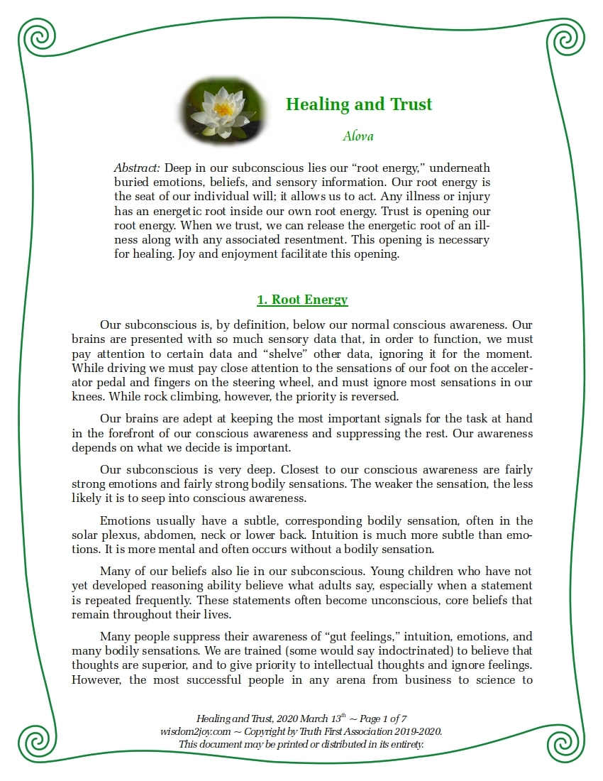 Read paper - Healing and Trust