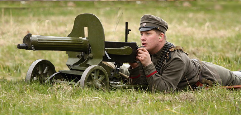 soldier with machine gun