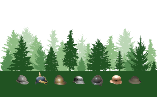 helmets on ground in forest